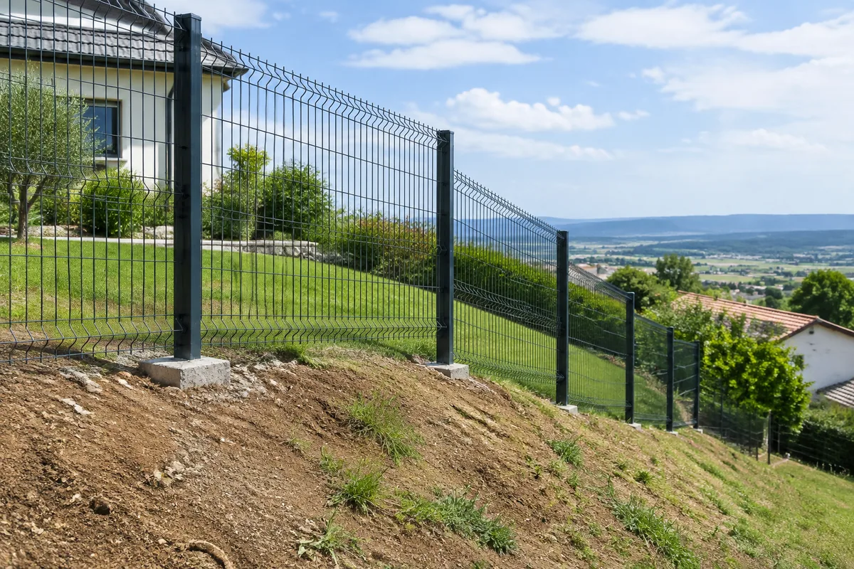 Comment poser une clôture en grillage rigide sur un terrain en pente